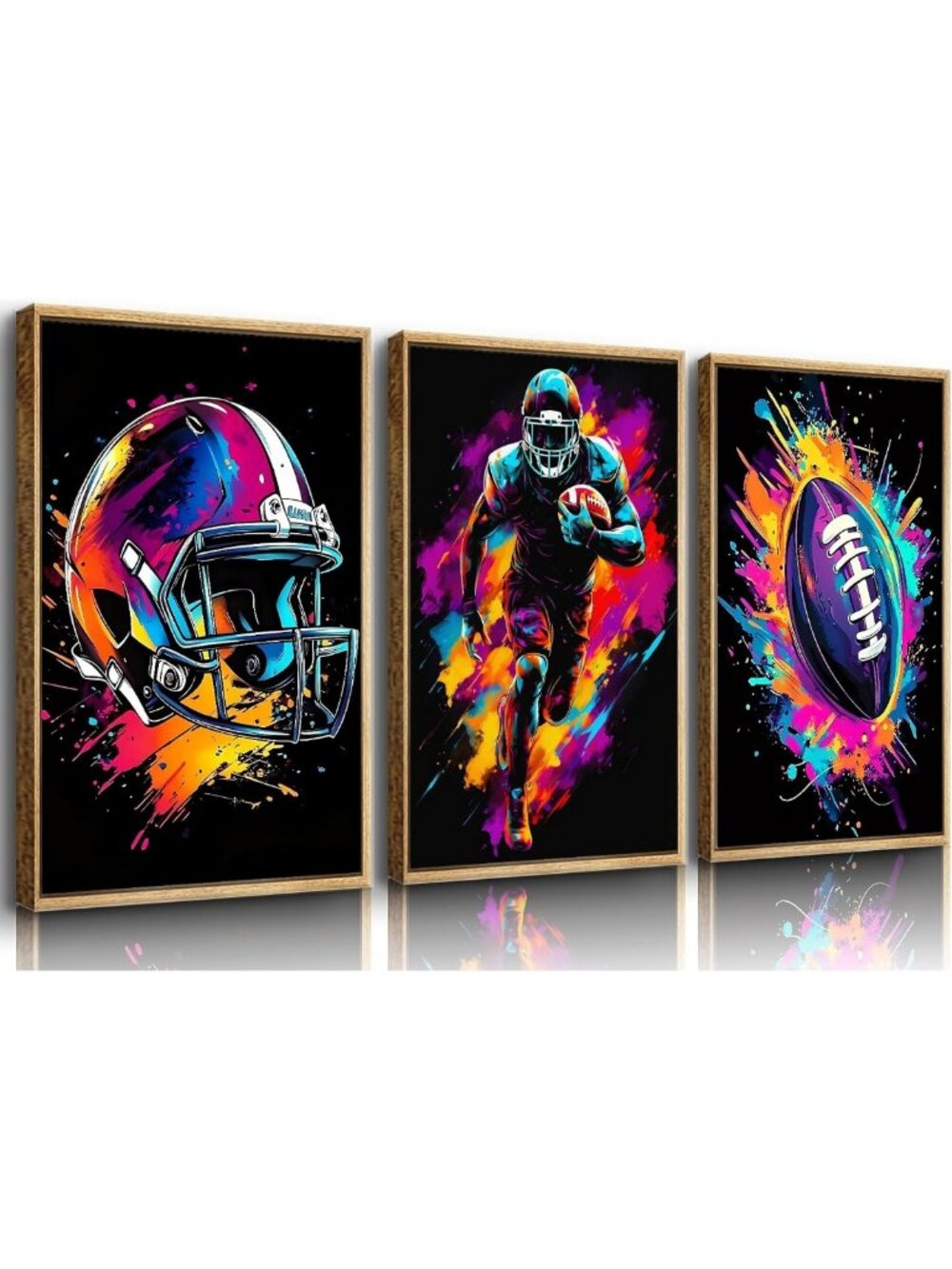 3-Piece Cool Sports Wall Art Set - Graffiti Football Canvas Prints for Kids'
